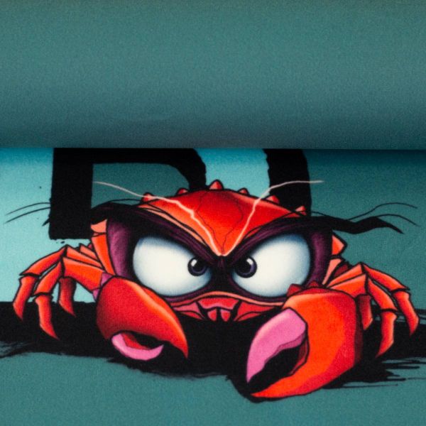 Veloursamt DIY Panel für 2 petrol Krabben Kissen - Salty Pillow Eddy the Crab Swafing - 115cm