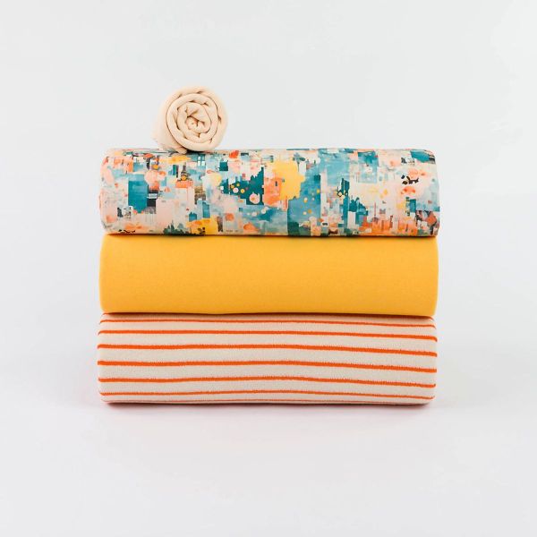 Sommerfrottee mit Streifen creme orange - Terry Cloth 2m breit von See You At Six