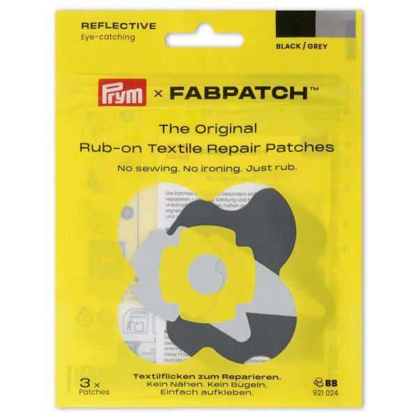 Prym x FabPatch Reflective Reparaturflicken schwarz/grau 3 Stück