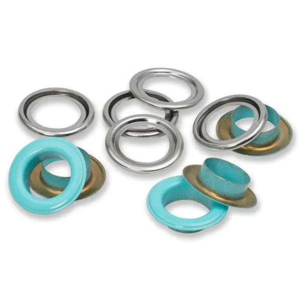 15 Ösen mit Scheiben 14mm mint - für das Prym Vario Creative Tool