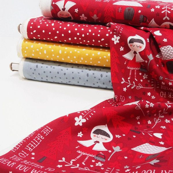 Baumwolle Punkte Schneeflocken graublau - Little Red by Meags & Me