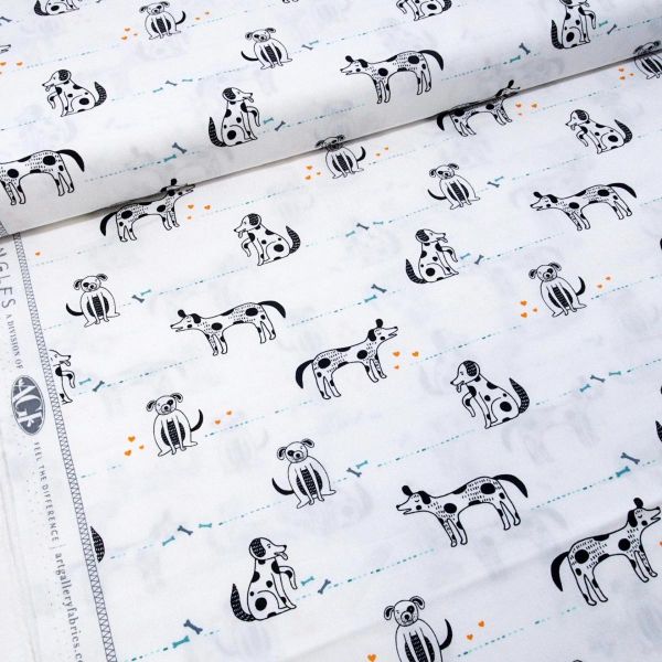 Baumwolle Hunde Herzen weiß schwarz türkis - Oh Woof AGF Good Pup