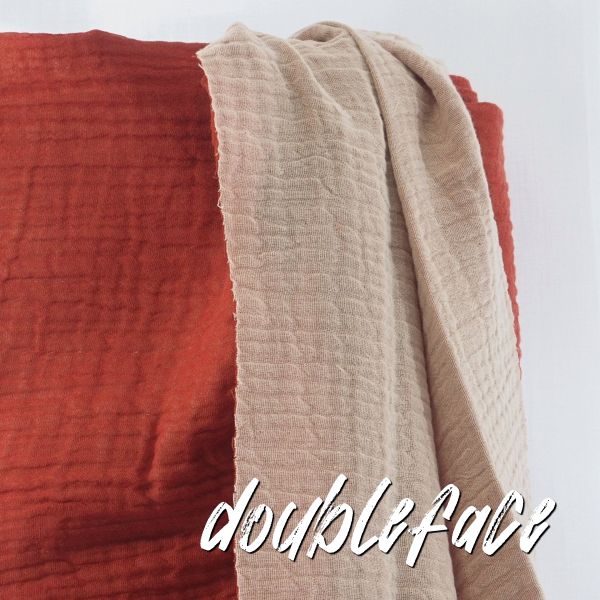 Musselin 2farbig rost rot creme rose – Double Gauze doubleface Frieda