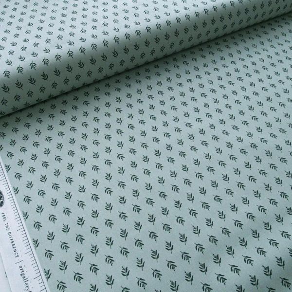 Baumwolle kleine Zweige Farne mint grün – Her & History by Bonnie Christine