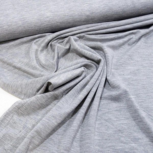 Viskose Jersey knitterfrei aus Bambus hellgrau meliert - cold bamboo jersey knit