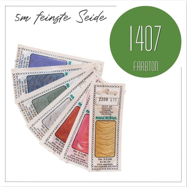 Stickgarn Madeira Silk grün 1407 - Sticktwist aus feinster Seide zum Sticken und Applizieren
