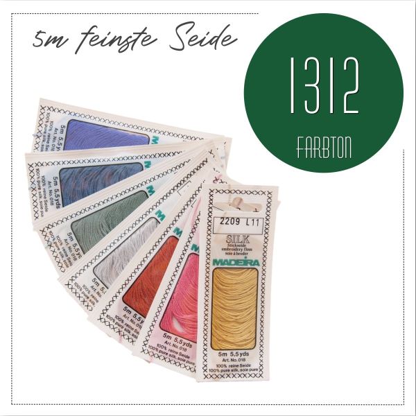Stickgarn Madeira Silk dunkelgrün 1312 - Sticktwist aus feinster Seide zum Sticken und Applizieren