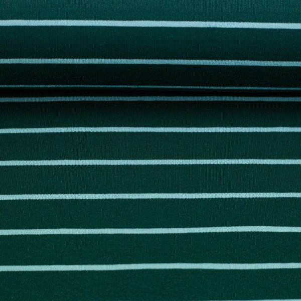 Ringeljersey ISA dunkelgrün petrol gestreift - Baumwolljersey mit Streifen