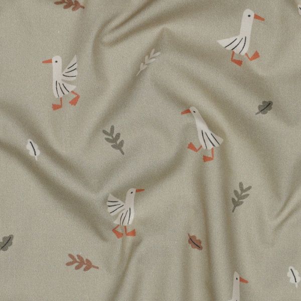 Bio Baumwolle Farm Animals - kleine Enten auf beige farbenem Grund