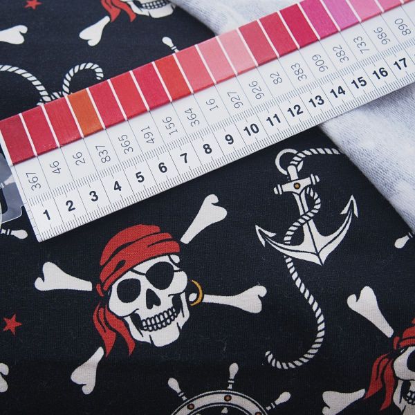 Sweat Totenkopf Piraten schwarz – French Terry Sculls FVJ