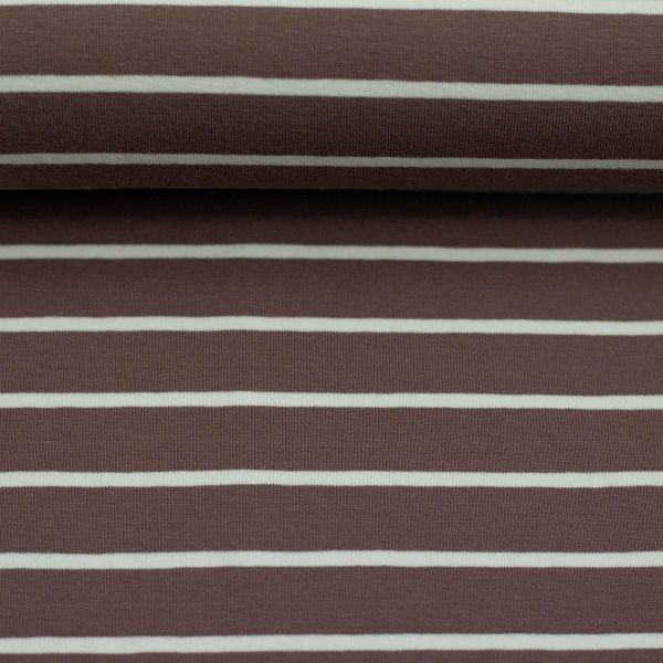 Baumwolljersey ISA braun creme gestreift – Swafing Jersey Peppercorn