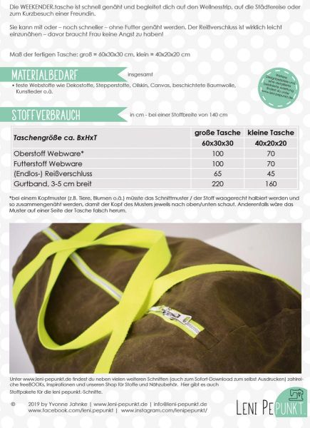Schnittmuster WEEKENDER.tasche - coole kleine runde Reisetasche Sporttasche