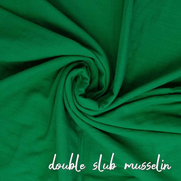 Double Slub Musselin grün – Double Gauze Sorea aus Baumwolle