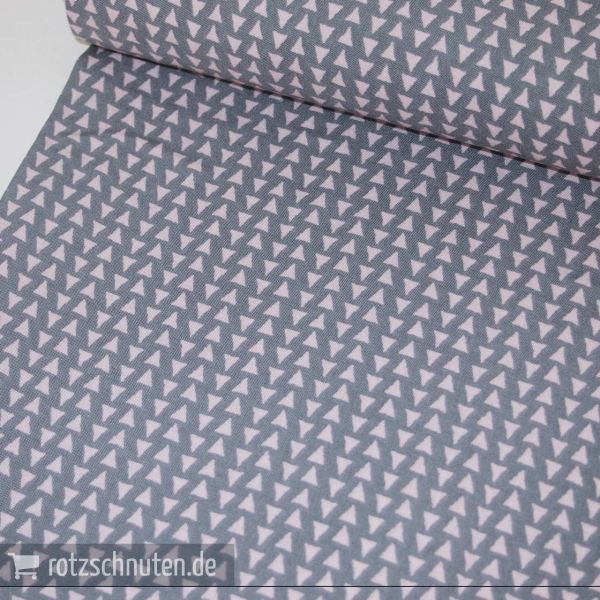 Leichter Blusen und Kleiderstoff RETRO DREIECKE grau rosa – Viscose Druck