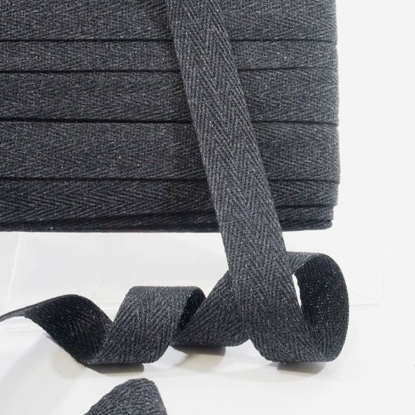 Twill Tape Köperband dunkelgrau 2cm breit – Nahtband Einfassband Saumband Gurtband