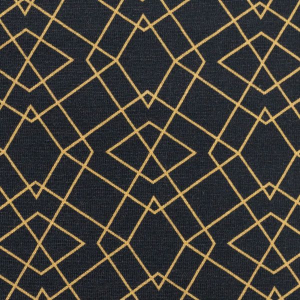 Jersey mit geometrischem Muster dunkelblau navy gold – Serie Klaas von Swafing