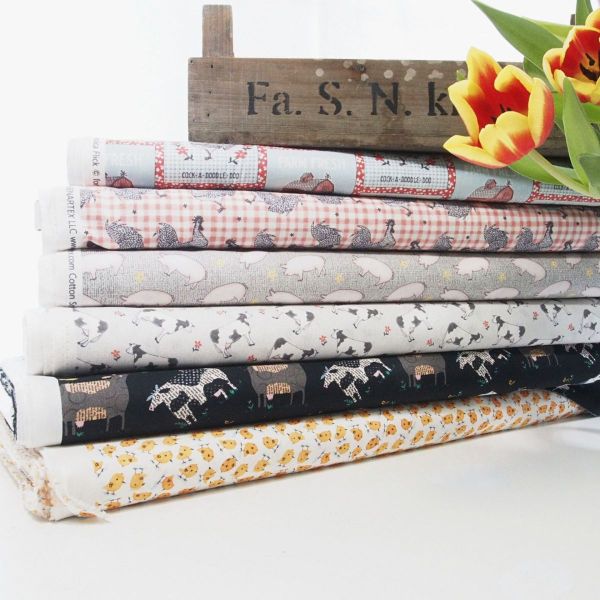 Baumwolle Bauernhof Patch Huhn Schwein Kuh – Farm Fresh by Jessica Flick