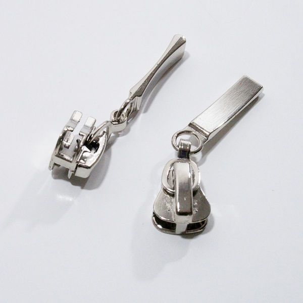 Zipper lang silber für 5mm Profil Endlosreißverschluss PR5