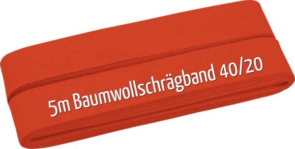 5m Schrägband aus Baumwolle tomatenrot - Baumwollschrägband 40/20/10