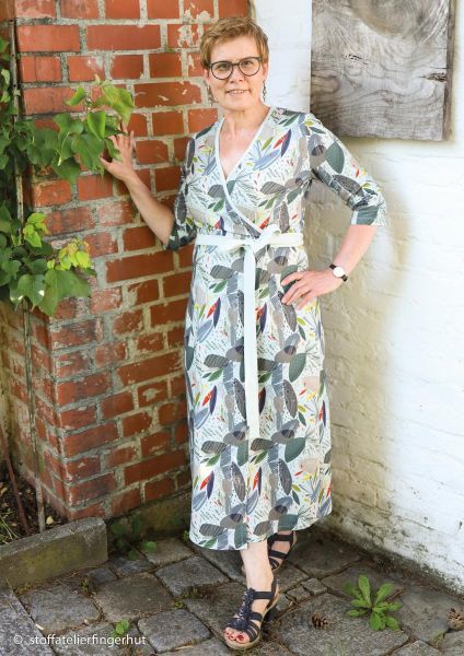 Sweat mit großem Blütenmuster abstrakt hellblau grau bunt - French Terry Femke von Swafing