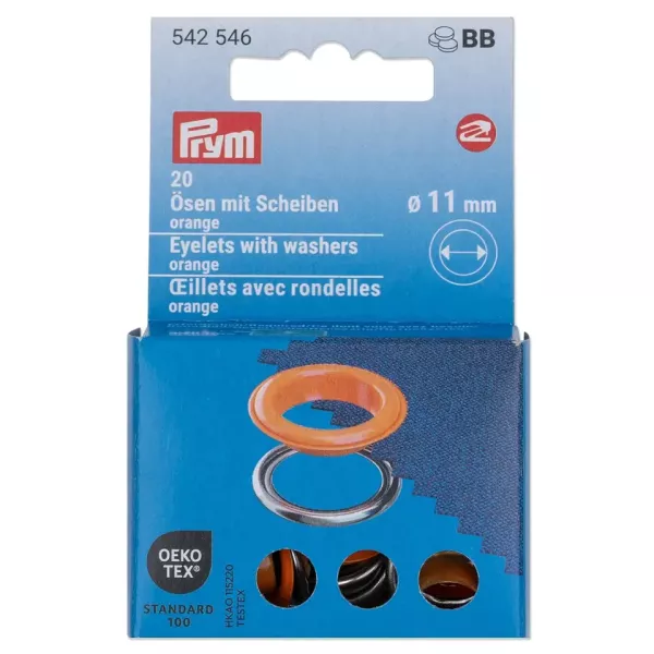 20 Ösen mit Scheiben 11mm orange - für das Prym Vario Creative Tool
