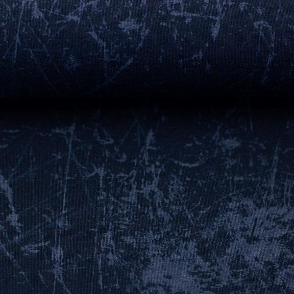 Sweat mit Struktur Druck Scratch dunkelblau - Think Outside Kombi French Terry by Thorsten Berger