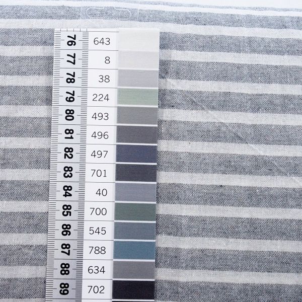 Baumwolle Crinkle - breite Streifen hellgrau creme gestreifter Sommerstoff