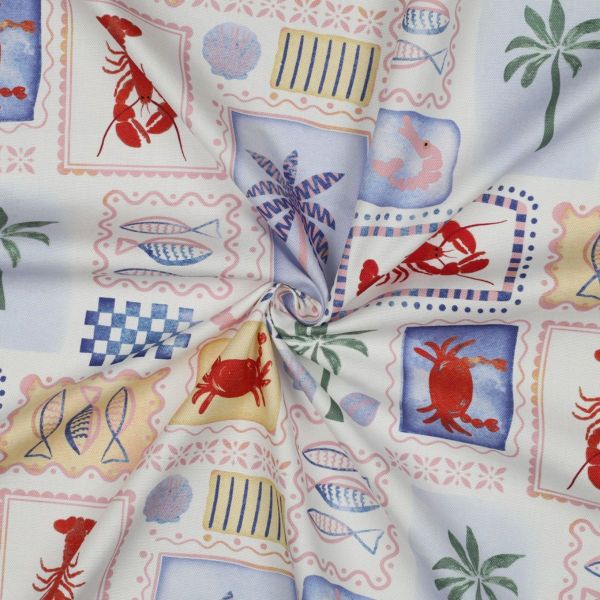 Dekostoff Maritim bunt - Baumwolle Canvas Meeresmotive