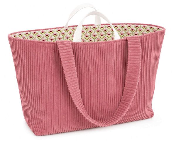 Taschen-Stoffpaket altrosa – Breitcord, Blumen Baumwollstoff & weißes Gurtband