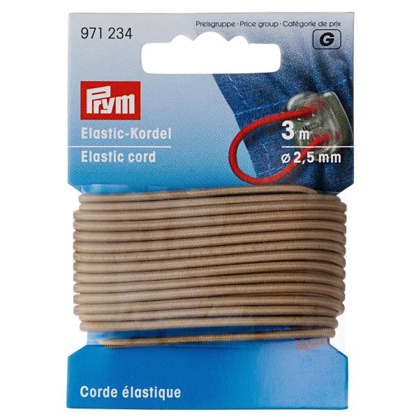 3m Elastische Kordel Ø2,5mm beige von Prym – Rundkordel Rundgummi Gummikordel Gummiband
