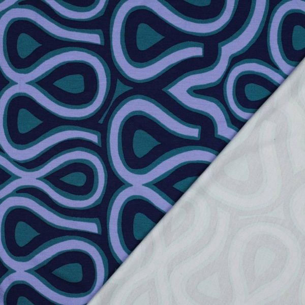 Romanitjersey Punta di Roma abstrakt blau petrol – super stretchiger Viskosejersey