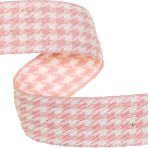 Soft Gurtband 2,5cm breit Hahnentritt altrosa – Taschengurt Einfassband Karomuster Band