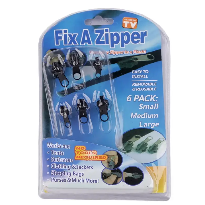 6 Stück ZipperFix Easy Reparatur Set Zipper Reißverschluss Universal 3  Größen