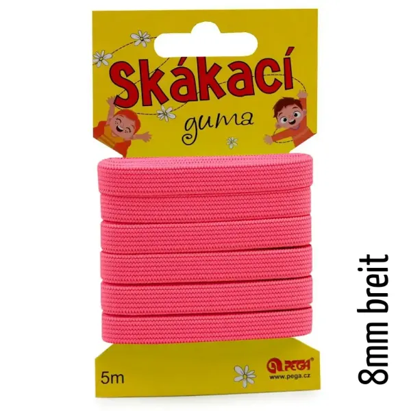 5m schmales Gummiband neon pink - 8mm breit