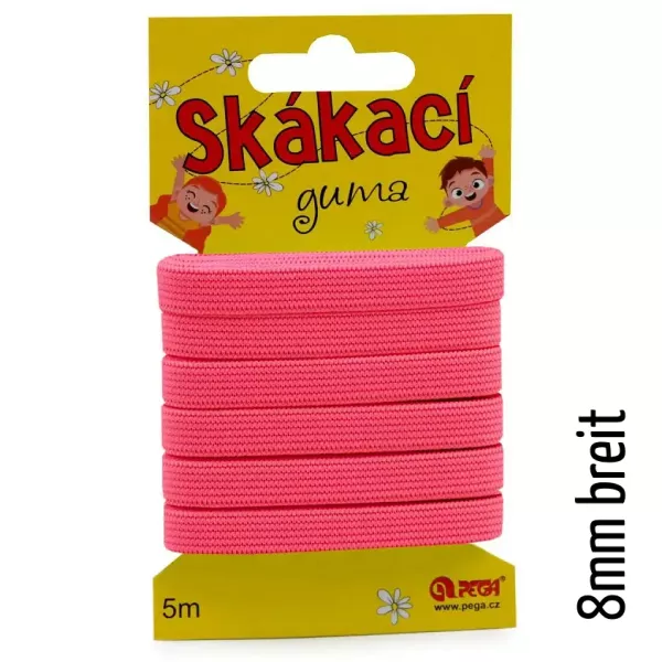 5m schmales Gummiband neon pink - 8mm breit