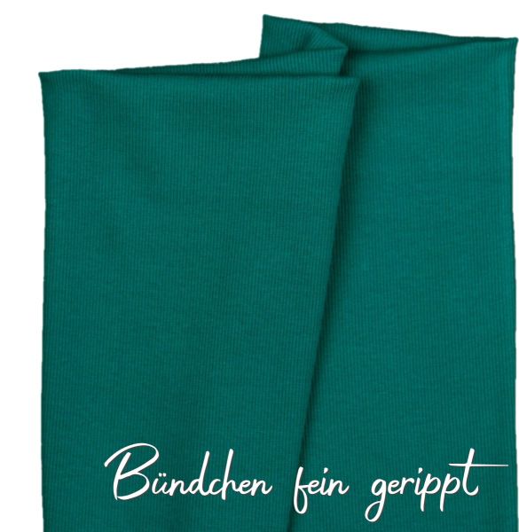Bio Strickbündchen petrol – fein geripptes Bündchen 2x2 Organic Rib Tube petrol