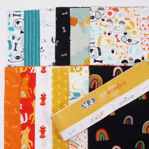 Layer Cake Stoffpaket Art Gallery Oh Woof - 42 Zuschnitte aus 12 Designs je 10" (25,4x25,4cm)