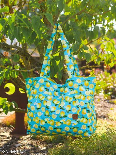 Dekostoff mit Zitronen gelb türkis - Baumwolle Canvas Matteo von Swafing