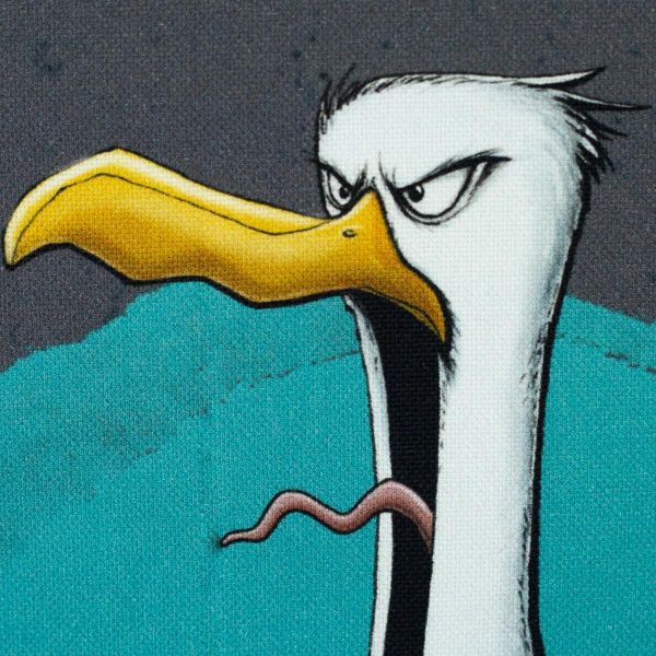 Dekostoff Möwe Ole "Shut up!" von Thorsten Berger - für Kissen Taschen 90x140cm