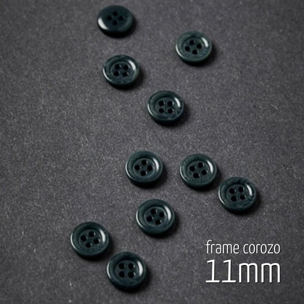 Knopf rund 11mm dunkelgrün - 4 Loch Frame Corozo Button deep green von meetMILK