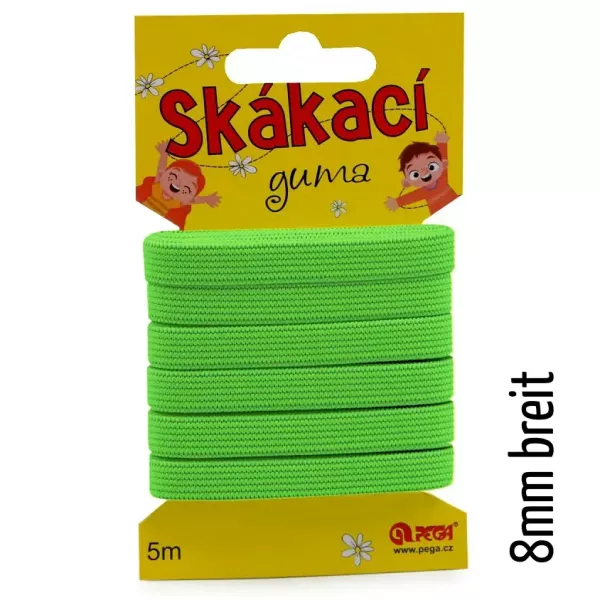5m schmales Gummiband neon grün - 8mm breit