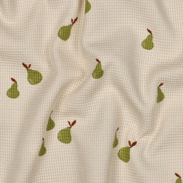 Waffel Jersey mit Birnen natural – Baumwolljersey Pears mit schöner Struktur