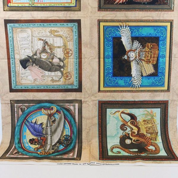 Baumwolle Steampunk 8 Tierbilder - Fantasy & Fiction Panel 60x110cm