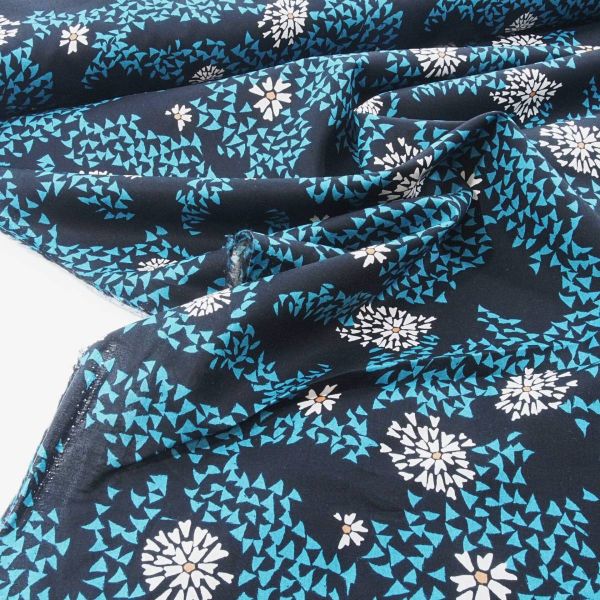 luftige Baumwolle Blüten petrol blau - Etno - Shore Remains Algae by Art Gallery