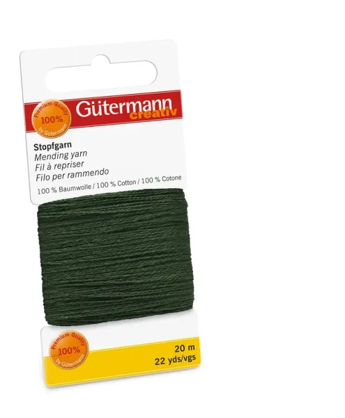 20m Gütermann Stopfgarn dunkelgrün – 100% Baumwolle für Reparaturen & Handarbeiten