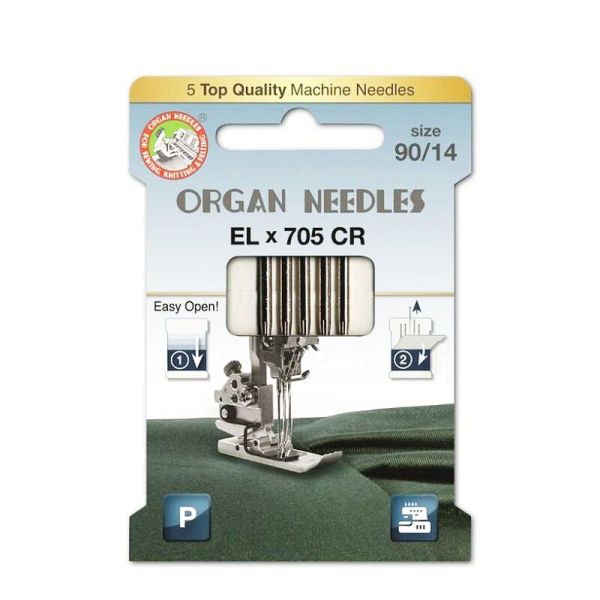 ORGAN ECO Nähmaschinen Nadeln – EL x 705 CR 90/14 – für Coverlock und Overlockmaschinen