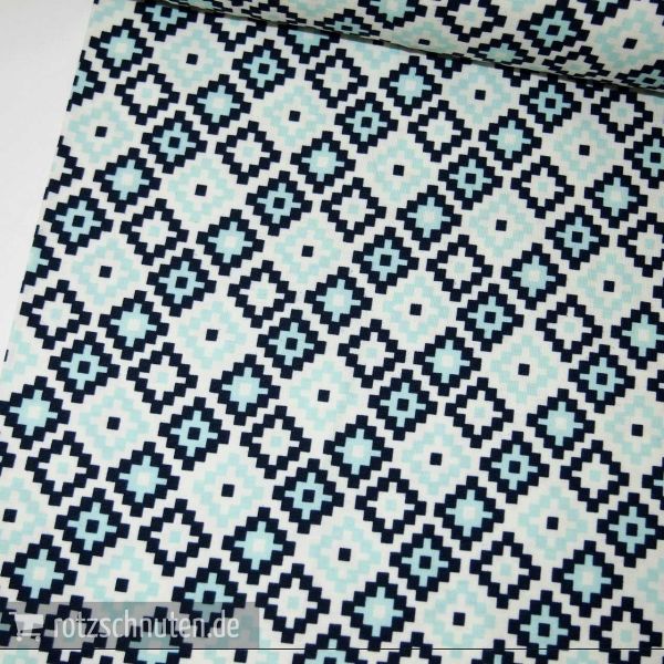 Baumwolljersey Riley Blake – Woodland Geometric Navy – Woodland Spring