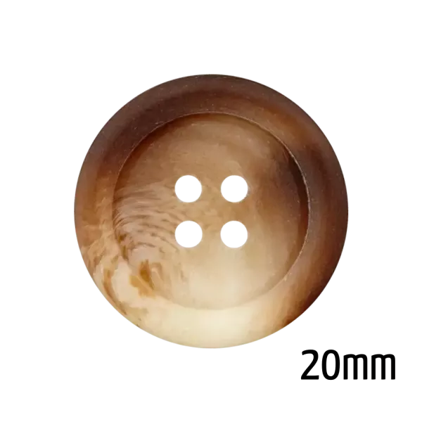 Hellbrauner Knopf 20 mm marmoriert aus Polyester
