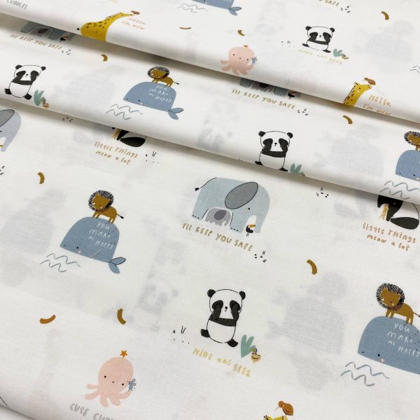 Baumwollstoff Little Things Main Creme – Riley Blake kleine Tiere