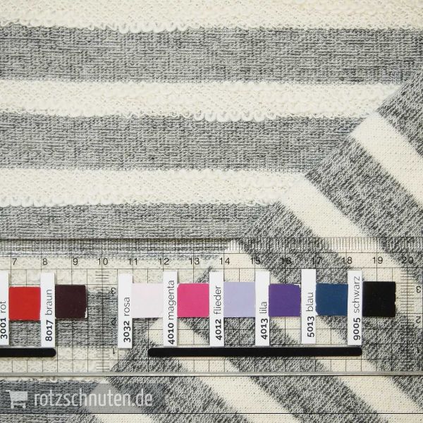 Stricksweat Ringel doubleface grau creme